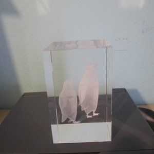 3D Laser Etched Penguin Paperweight
